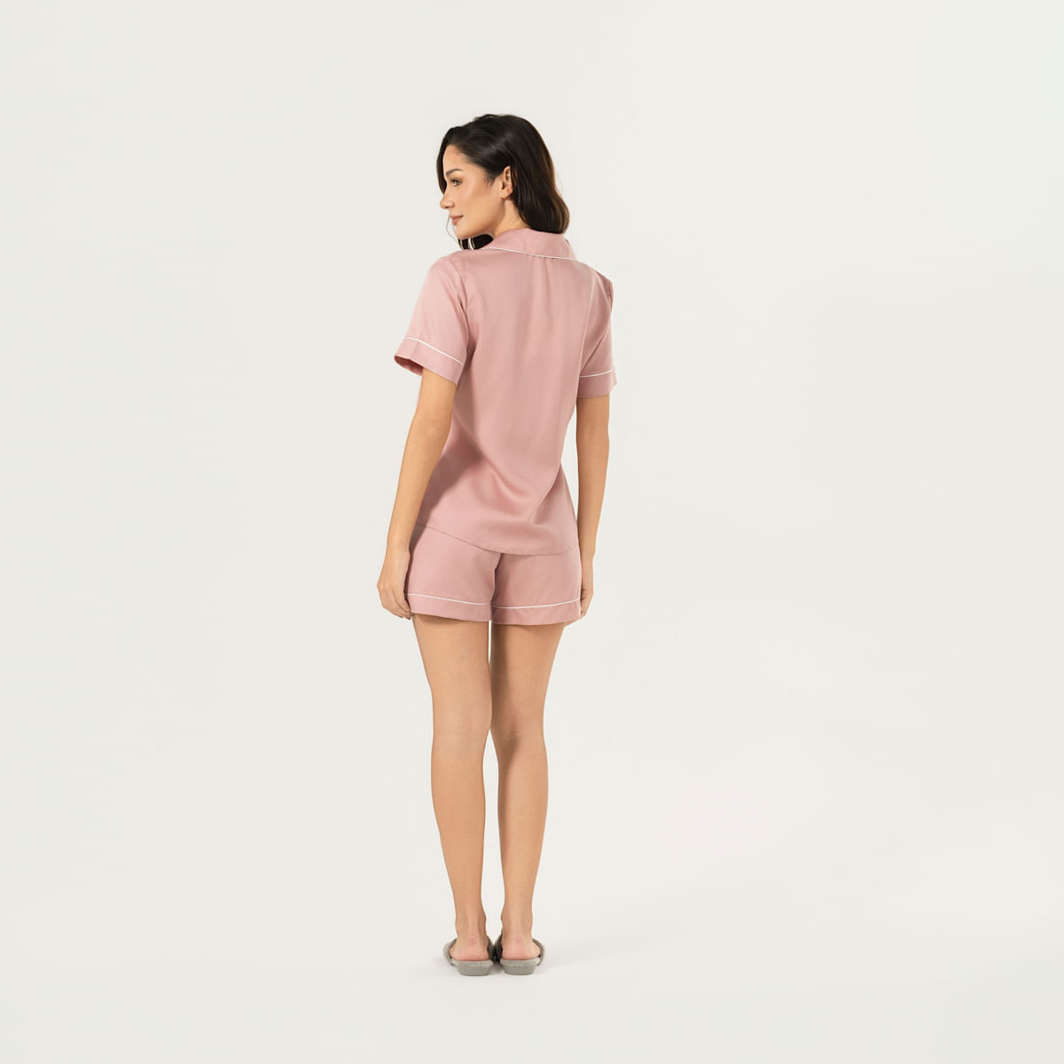 08 04 0003 Pijama Feminino Curto Bambu rose Marfim  016